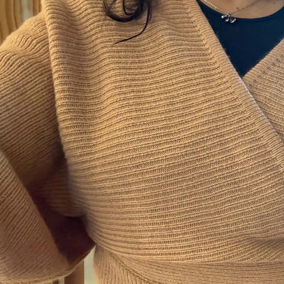 Peach Knit Sweater Cut Out Open Back Kimono Wrap Cropped Top Pretty Little Thing - Picture 8 of 10